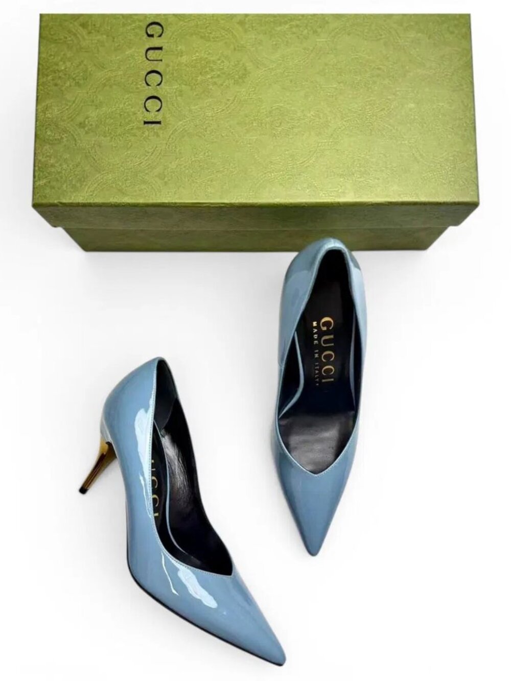 Gucci heels 37 light blue with gold NL728-6